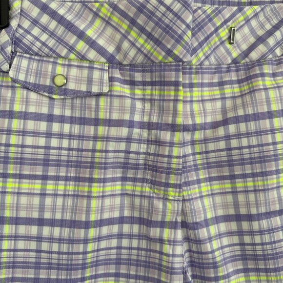 Puma Men Plaid Golf Shorts Purple & Green Polyester Blend Size 8 - Picture 6 of 8